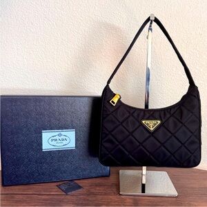 Prada Re-Edition Tessuto Quilted Black Shoulder Bag